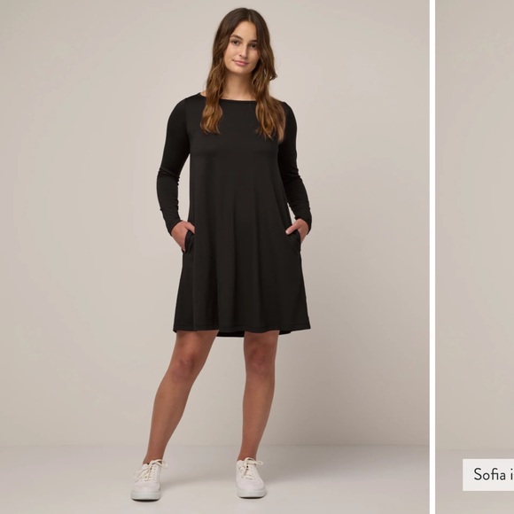 Wool& wool and rowena swing dress merino wool black size XL - Picture 7 of 7